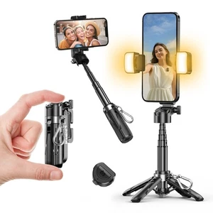 Mini Tripod with Dual Fill Lights: Portable Selfie Stick with Wireless Remote... - Picture 1 of 8