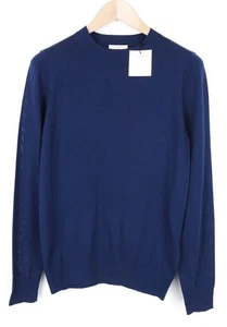 SANDRO Men's XS Navy Blue Slim Pure Wool Sweater Crew Neck Knit Jumper * - Picture 1 of 12