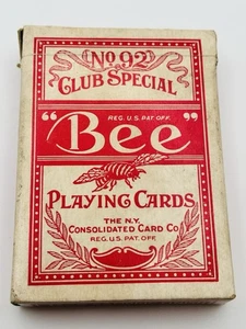 Vintage "BIENE" Nr. 92 Club Special Playing Cards; Back No 67; Cambric Finish; Red - Bild 1 von 7