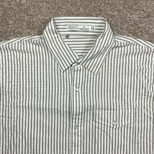 Criquet Seersucker Pearl Snap Men’s XL Short Sleeve Shirt White Gray Stripes - Picture 1 of 8