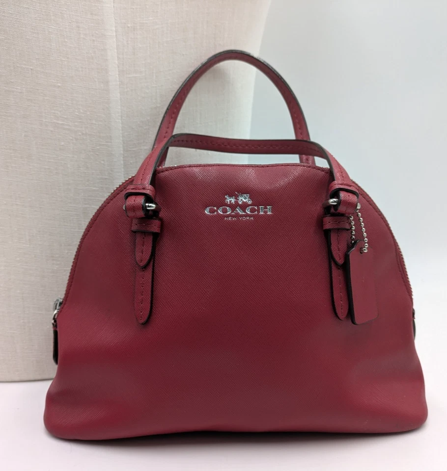 Coach Peyton Leather Mini Domed Satchel F32582 True Red Bag Purse - Image 1 of 4