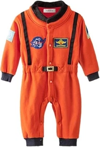 Orange Baby Astronaut Romper – Fleece Space Costume Bodysuit (6–36 Months) - Picture 1 of 3