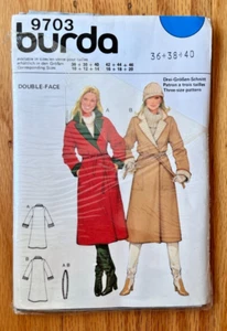 VTG UNCUT/FF Burda Pattern-9703 ca.1970s Double-face Coat w/ Tie Belt SZ36-40 - Picture 1 of 2