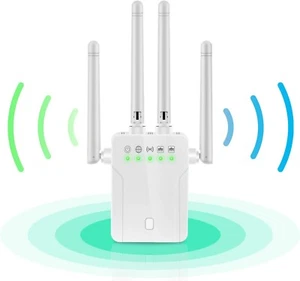 WiFi Range Extender Signal Booster - 1200Mbps WiFi Extender Covers up to 9800sq. - Picture 1 of 5