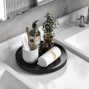 Turntable Vanity Tray 10 Inch for Perfume Candle, Bamboo Kitchen Sink Countertop - Picture 1 of 12