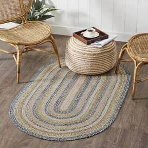 Farmhouse 36"x60" Area Rug Blue Kaila Textured Jute Pad Floor Decor VHC Brands - Picture 1 of 8