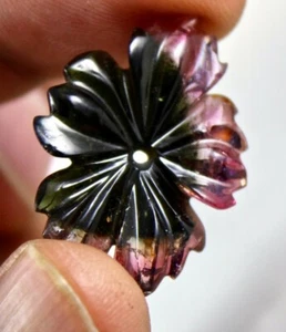 Natural Multi-color Tourmaline Carved Flower Pendant 16.41ct Gemstone Design - Picture 1 of 6