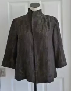 Chaqueta oscilante cuello embudo EILEEN FISHER Dark Choco reflector jacquard XS nueva con etiquetas $398 - Imagen 1 de 12
