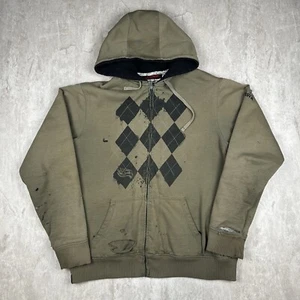 Distressed Y2K Tony Hawk Cyber Grunge Sherpa Fleece Zip Up Hoodie Men’s Size XL - Picture 1 of 8