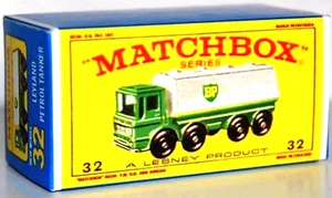 Matchbox Lesney No 32 Leyland Petrol Tanker empty Repro E style Box.. - Picture 1 of 1