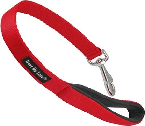 Short Dog Leash Padded Handle 1" Wide Nylon Traffic Lead 18" Long Red Large - Picture 1 of 3