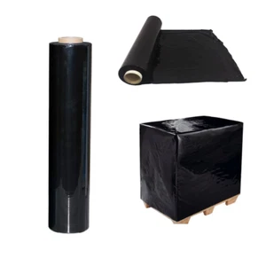 Black Pallet Wrap 400mm x 250m Parcel Packing Cling Film Stretch Shrink Wrap - Picture 1 of 9