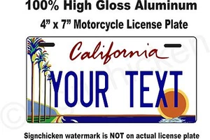 California Custom Personalized State License Plate -Motorcycle 4" x 7" any text - Picture 1 of 1