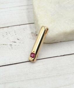 Dainty Ruby Yellow Gold Plated Bar Pendant