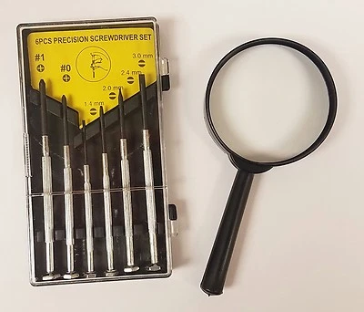 7pc Precision Screwdriver Set Magnifying Glass Jeweler Watches Slotted Repair  - Image 1 of 3