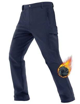 Men's Snow Pants Soft Shell Fleece Pants Outdoor Waterproof Cargo Work Trousers - Image 1 of 4
