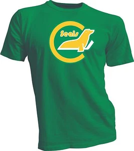 CAMISETA CALIFORNIA GOLDEN SEALS DIFUNCT OLD TIME NHL HOCKEY Verde NUEVA Oakland - Imagen 1 de 3