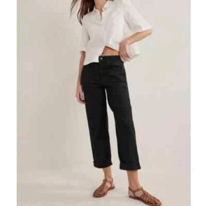 Pantalones de mezclilla cónicos de tiro medio negros 30 x 32 BODEN NUEVOS CON ETIQUETAS - Imagen 1 de 12