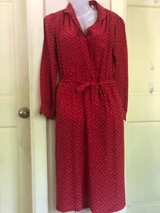 MS CHAUS SILK RED MIDI DRESS Sz 5/6 LONG SLEEVE - Picture 1 of 9