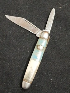 Vintage Imperial 2 Blade Jack Folding Pocket Knife 2170537 Turquoise, White/A4 - Picture 1 of 13