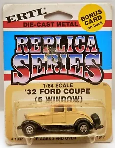 1980s Ertl Replica Series '32 Ford 3-Window Coupe Tan/Black MOC 1/64 Scale - Picture 1 of 2