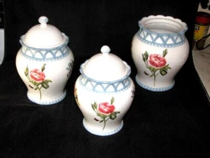 Canister Set of 3 Raymond Waites Hampton Garden Flowers and Butterfly's - Picture 1 of 8