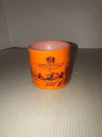Vintage Orange Federal Glass Indianapolis "500" Motor Speedway Museum Mug Cover