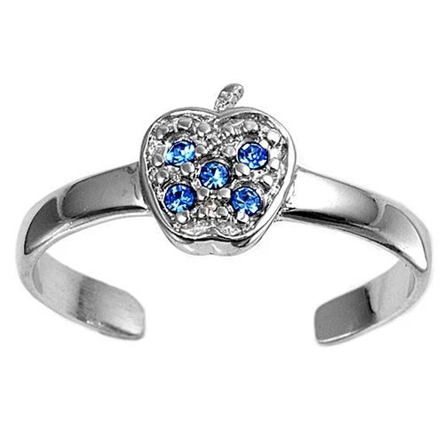 Zehenring Fußschmuck verstellbar Sterling Silber Blauer Zirkonia Apfel 1 - Bild 1 von 1