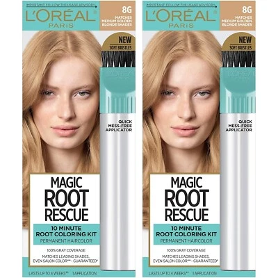 L'Oreal Paris Magic Root Rescue 10 Min Kit para Colorear 8G Medio Rubio Dorado 2PK Foto 1 de 4