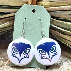 Seattle Seahawks Earrings NFL Football Alternate Logo Hawks 12th Man Fashion NWT - Picture 1 of 1