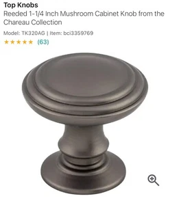 Top Knobs Reeded Knob 1 1/4 inch Ash Gray Grey Item no. TK320AG - Picture 1 of 1