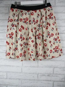 Cue womens a-line floral skirt beige red black 10 exposed zip - Picture 1 of 9