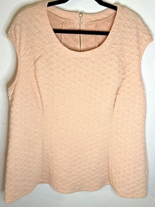 La Vanya Women's 3XL Sleeveless Top Blouse Pink Blush Textured Pullover 1/4 Zip - Picture 1 of 7