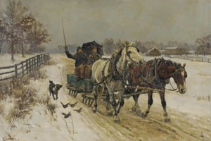 Paseo en trineo por Richard Lorenz Western Giclee impresión artística envío gratis - Imagen 1 de 3