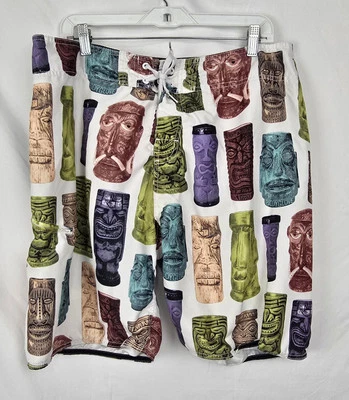 Мужские разноцветные шорты Tiki Heads Print размер 36 плавки - Изображение 1 из 4