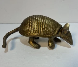 Brass Armadillo Figurine Statue Vintage Decor Made in India - Picture 1 of 4