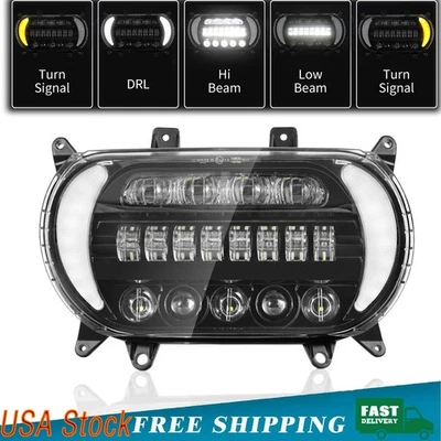 Faro alto/bajo LED intermitente DRL lámpara para Harley Touring Road Glide 2015-2024 Foto 1 de 4