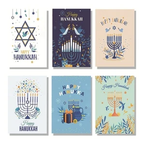 30Pcs Menorah Bird Print Hanukkah Greeting Cards with Envelopes for Chanukkah - Picture 1 of 8