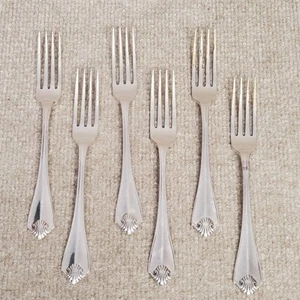 Oneida 1881 Rogers King James Silverplate 6 pezzi forchette da portata *LEGGI* (Peeling) - Foto 1 di 7
