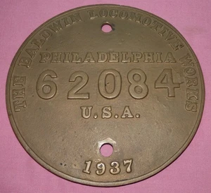 Santa Fe Railroad #3461 Baldwin Locomotive Works Philadelphia Builders Plate - Picture 1 of 3