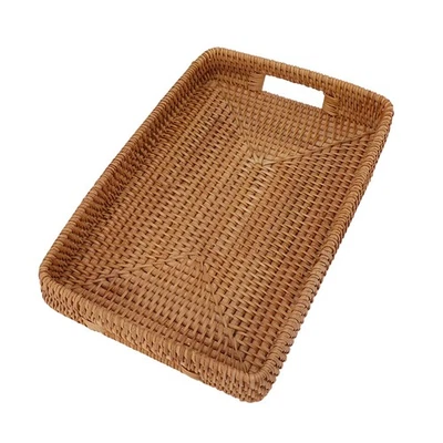 .›Serving Basket Tray With Handles Rattan Rectangle Large Capacity Decorative T - Image 1 of 4