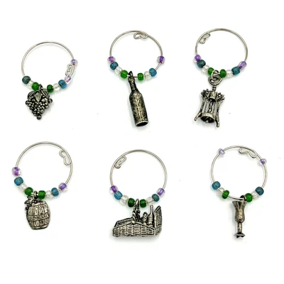 Williams Sonoma Vintner's Pewter 葡萄酒玻璃饰品 6 件套 — 第 1/4 张图片