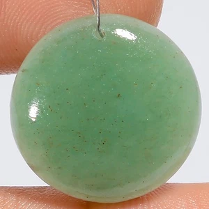 Natural Green Aventurine Round Cabochon Drilled Gemstone 21 Ct 20X20X4mm A-35106 - Picture 1 of 2