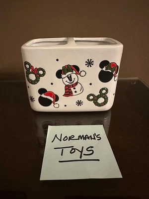 Disney Mickey Mouse Snowman Wreaths Holiday Toothbrush Holder NEW - Image 1 of 4