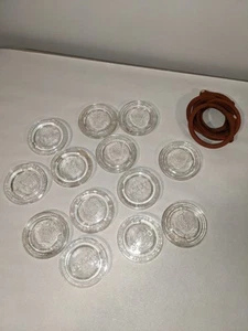 Lot Of VINTAGE GLASS CANNING JAR LIDS With Rubber Seal ~ Regular Mouth - Picture 1 of 6