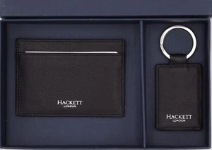 HACKETT CARDHOLDER & KEY CHAIN WALLET CARTERA KEYRING PIEL LEATHER NEW BOX - Imagen 1 de 9
