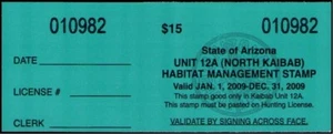 XItem Arizona Habitat Mgmt Stamp Kaibab $15.00 2009 - Picture 1 of 1