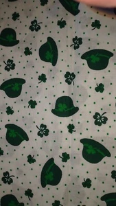 St. Patricks Hat & Shamrock Design Fabric - 1 yd - Picture 1 of 1