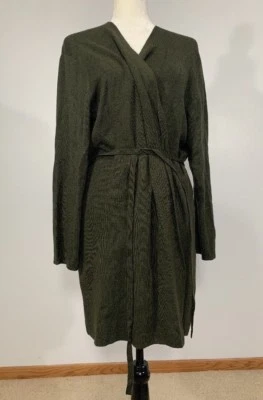 Nuevo Para Mujer SPIEGEL Talla 3X Cárdigan Largo de Lana Rayón Suéter Cinturón Verde Foto 1 de 4
