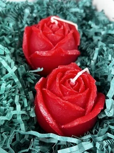 2*Roses Shape Scented Candle Handmade Valentine's Day Anniversary Romantic Decor - Picture 1 of 6